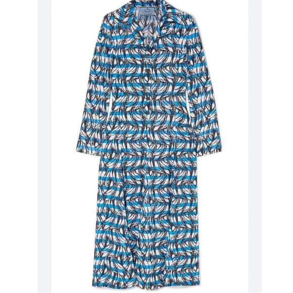 PRADA Banana Stripe Collared Midi Dress - Picture 4 of 11